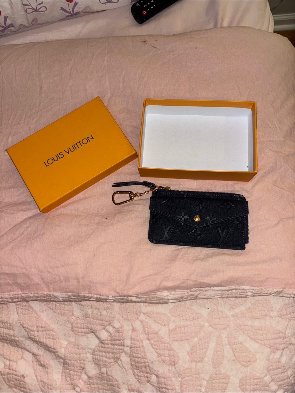 Louis Vuitton Navy Monogram Compact Card Pouch with Gold Clip